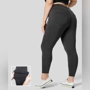 Halara Flex High Waisted Multiple Pockets Stretchy Knit Denim 7/8 Length 2X